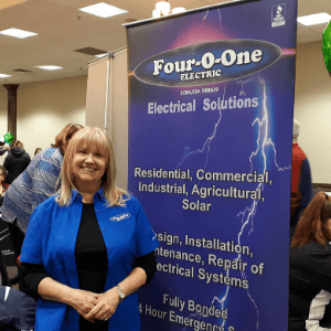 employer at booth at the 2020 hiring fair